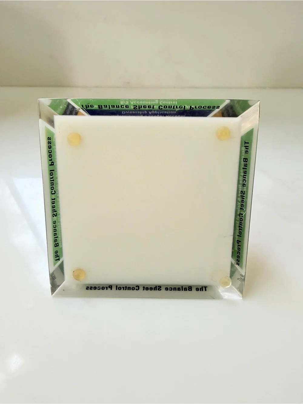 Pyramid Paperweight The Balance Sheet Control Process Lucite Finance Vintage 5